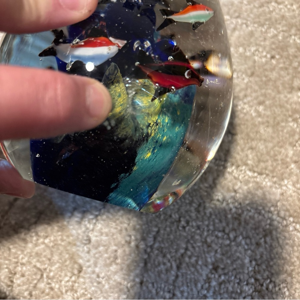 Paperweight Fish And Coral Under The Sea Aquarium Art Glass Murano Style - Picture 14 of 14